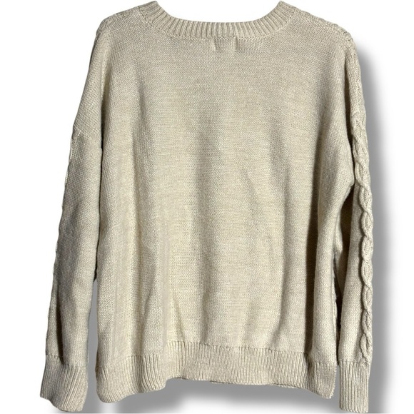 St. John’s Bay Cozy Relaxed Fit Crewneck Lightweight Cream Knit Sweater - Picture 16 of 16